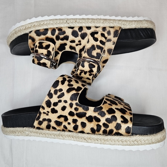 AQUA Kail Leopard-Print Calf Hair Slide Sandals NWT 7.5 Retail $120 - Picture 5 of 13